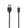 Câble Lightning® Certifié MFi Apple Vers USB Tressé Métallisé Charge/Sync (2M), Noir
