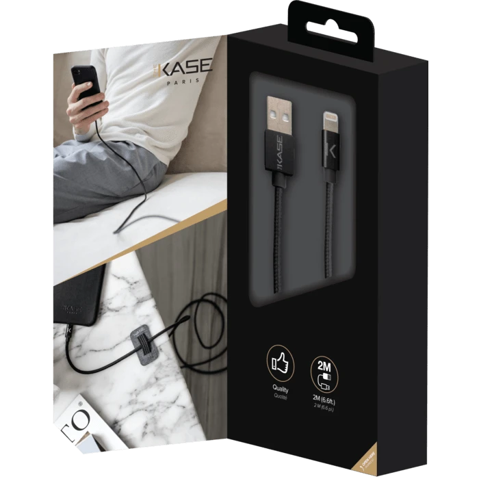 Câble Lightning® Certifié MFi Apple Vers USB Tressé Métallisé Charge/Sync (2M), Noir 7 Câble Lightning® Certifié MFi Apple Vers USB Tressé Métallisé Charge/Sync (2M), Noir – Image 5