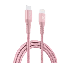Câble USB-C Vers Lightning Certifié MFi Apple Métallisé Tressé Charge/sync (1M), Or Rose