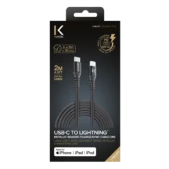 Câble USB-C Vers Lightning Certifié MFi Apple Métallisé Tressé Charge/sync (2M), Noir 10 Câble USB-C Vers Lightning Certifié MFi Apple Métallisé Tressé Charge/sync (2M), Noir -TheKase Elegant Boutique 117304 large