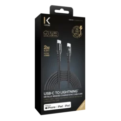 Câble USB-C Vers Lightning Certifié MFi Apple Métallisé Tressé Charge/sync (2M), Noir 11 Câble USB-C Vers Lightning Certifié MFi Apple Métallisé Tressé Charge/sync (2M), Noir -TheKase Elegant Boutique 117305 large