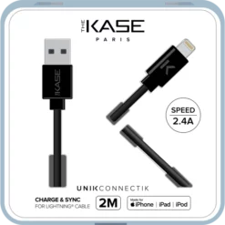 Câble Lightning Certifié MFi Apple Charge Speed 2.4A Charge/ Sync (2M), Noir De Jais -TheKase Elegant Boutique 118429 large