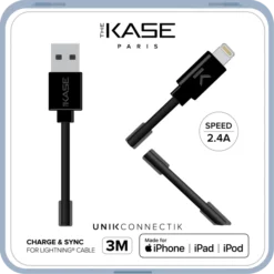 Câble Lightning Certifié MFi Apple Charge Speed 2.4A Charge/ Sync (3M), Noir De Jais -TheKase Elegant Boutique 118492 large