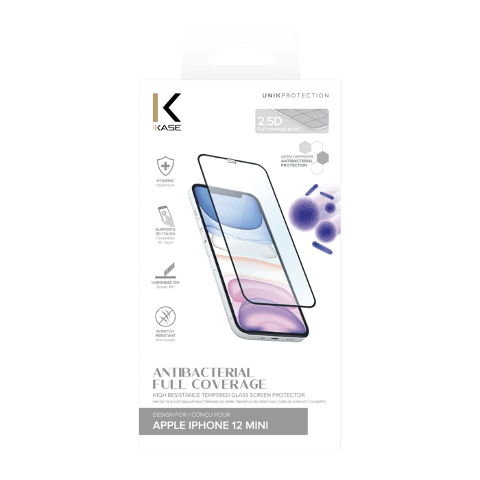 Protection D’écran Antibactérienne En Verre Trempé Ultra-résistant (100% De Surface Couverte) Pour Apple IPhone 12 Mini, Noir 9 Protection D’écran Antibactérienne En Verre Trempé Ultra-résistant (100% De Surface Couverte) Pour Apple IPhone 12 Mini, Noir – Image 7