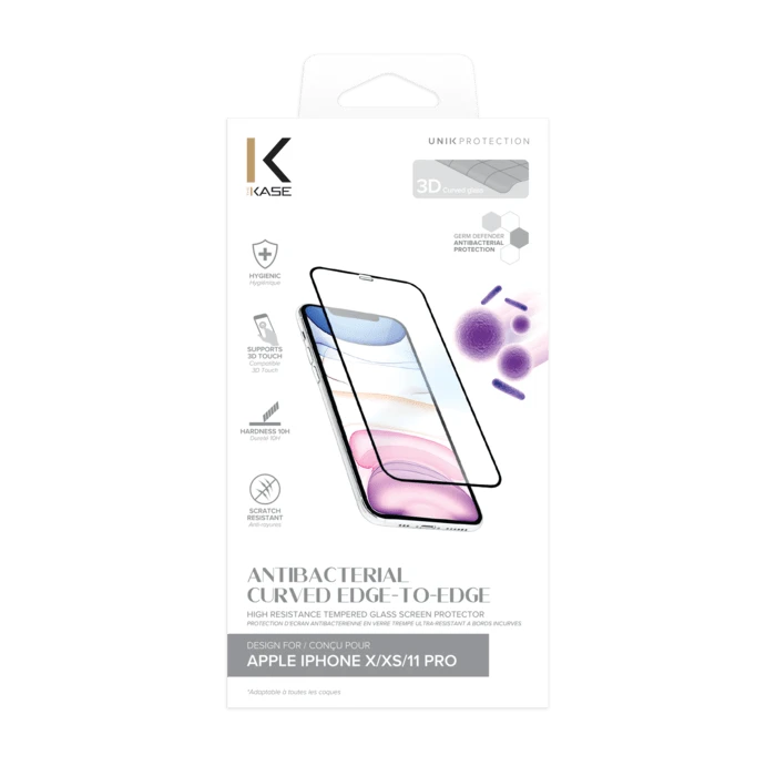 (O) Protection D’écran Antibactérienne En Verre Trempé Ultra-résistant à Bords Incurvés Pour Apple IPhone X/XS/11 Pro, Noir 8 (O) Protection D’écran Antibactérienne En Verre Trempé Ultra-résistant à Bords Incurvés Pour Apple IPhone X/XS/11 Pro, Noir – Image 6