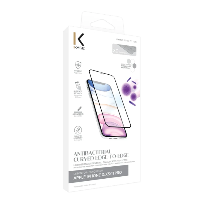 (O) Protection D’écran Antibactérienne En Verre Trempé Ultra-résistant à Bords Incurvés Pour Apple IPhone X/XS/11 Pro, Noir 9 (O) Protection D’écran Antibactérienne En Verre Trempé Ultra-résistant à Bords Incurvés Pour Apple IPhone X/XS/11 Pro, Noir – Image 7