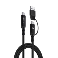 Câble Tressé Métallisé 2 En 1 USB-A Et C Vers USB-C 3.2 GEN 2 (1M)