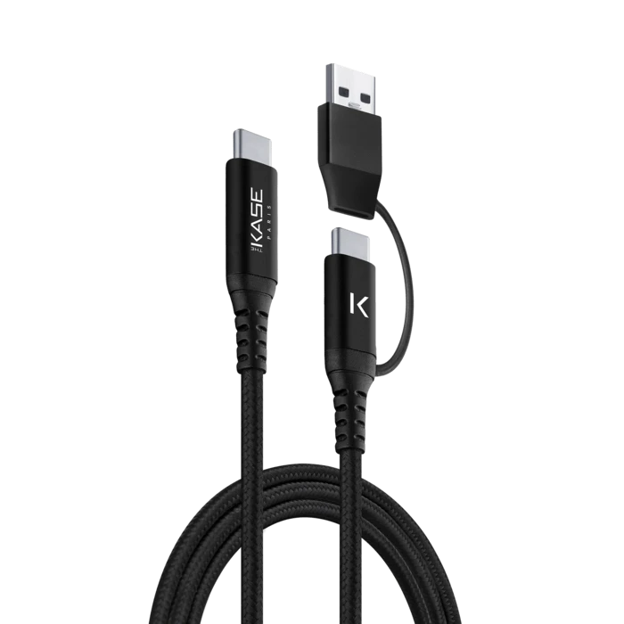 Câble Tressé Métallisé 2 En 1 USB-A Et C Vers USB-C 3.2 GEN 2 (1M) 3 Câble Tressé Métallisé 2 En 1 USB-A Et C Vers USB-C 3.2 GEN 2 (1M)