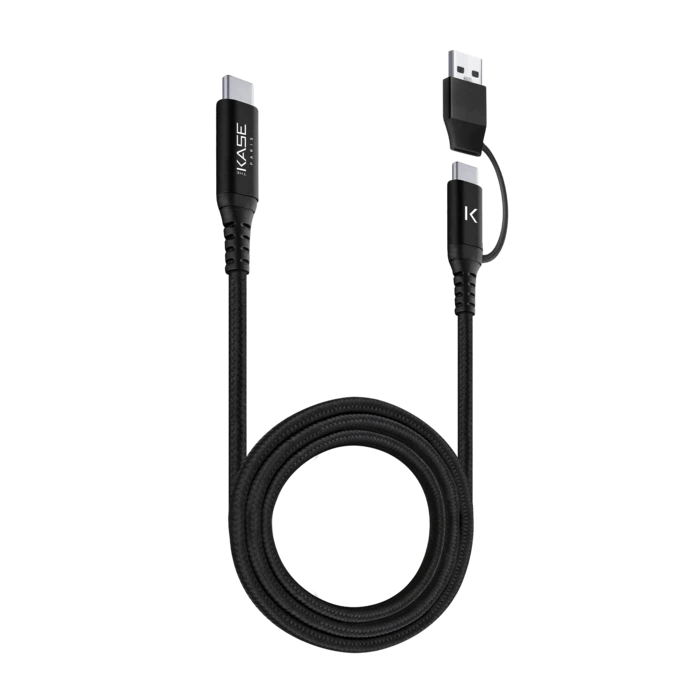 Câble Tressé Métallisé 2 En 1 USB-A Et C Vers USB-C 3.2 GEN 2 (1M) 4 Câble Tressé Métallisé 2 En 1 USB-A Et C Vers USB-C 3.2 GEN 2 (1M) – Image 2
