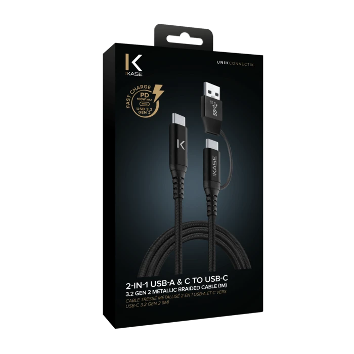 Câble Tressé Métallisé 2 En 1 USB-A Et C Vers USB-C 3.2 GEN 2 (1M) 9 Câble Tressé Métallisé 2 En 1 USB-A Et C Vers USB-C 3.2 GEN 2 (1M) – Image 7