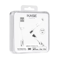 Câble Lightning Certifié MFi Apple Charge Speed 3A Charge/ Sync (3M), Blanc Lumineux -TheKase Elegant Boutique 143380 large