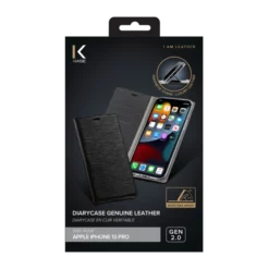 Diarycase 2.0 Coque Clapet En Cuir Véritable Avec Support Aimanté Pour Apple IPhone 13 Pro, Noir Minuit -TheKase Elegant Boutique 144734 large