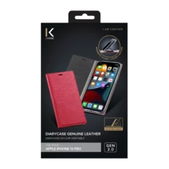 Diarycase 2.0 Coque Clapet En Cuir Véritable Avec Support Aimanté Pour Apple IPhone 13 Pro, Rouge Bordeaux -TheKase Elegant Boutique 144747 large