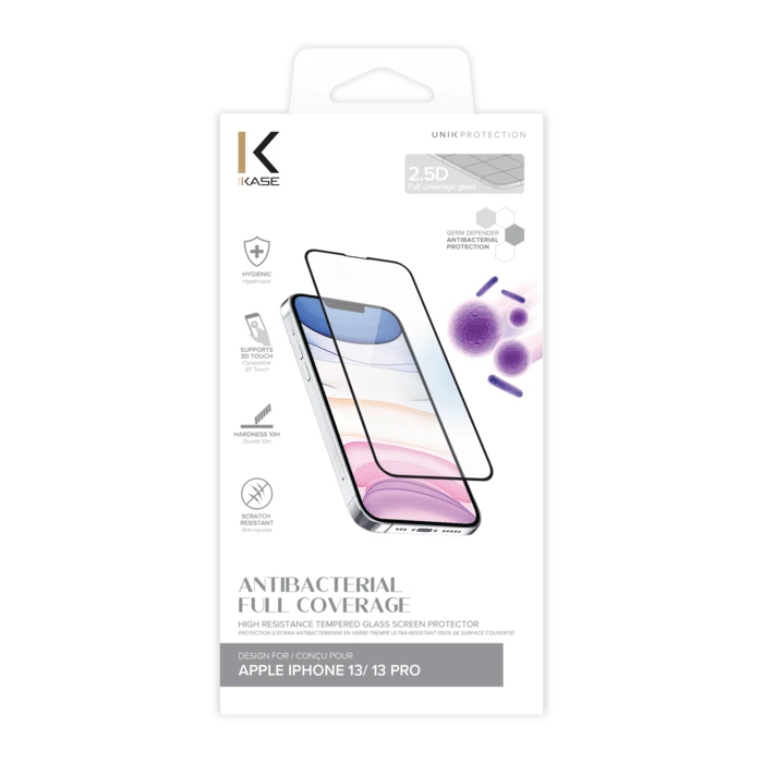 Protection D’écran Antibactérienne En Verre Trempé Ultra-résistant (100% De Surface Couverte) Pour Apple IPhone 13/13 Pro, Noir 8 Protection D’écran Antibactérienne En Verre Trempé Ultra-résistant (100% De Surface Couverte) Pour Apple IPhone 13/13 Pro, Noir – Image 6