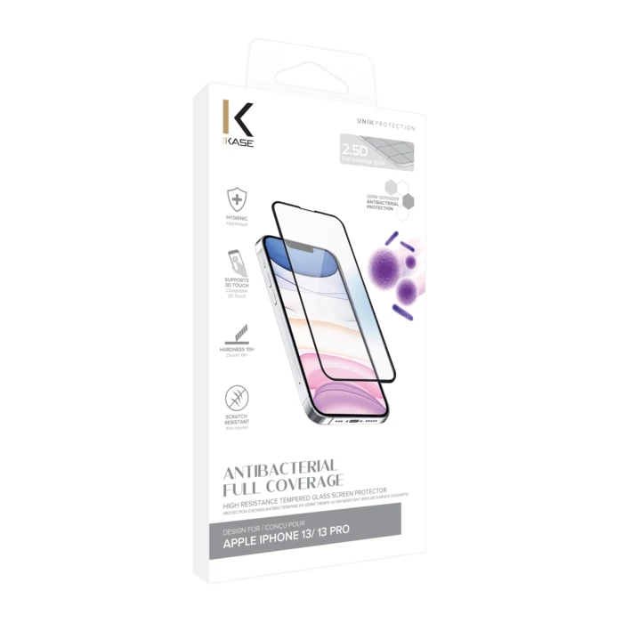 Protection D’écran Antibactérienne En Verre Trempé Ultra-résistant (100% De Surface Couverte) Pour Apple IPhone 13/13 Pro, Noir 9 Protection D’écran Antibactérienne En Verre Trempé Ultra-résistant (100% De Surface Couverte) Pour Apple IPhone 13/13 Pro, Noir – Image 7