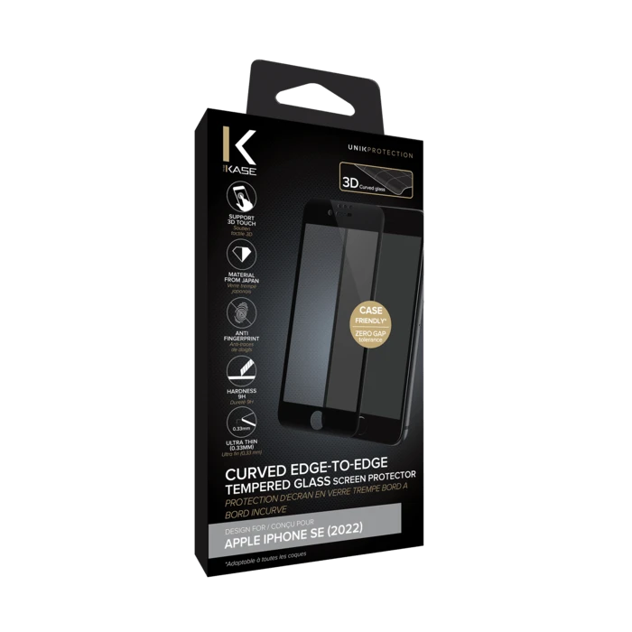 Protection D'écran En Verre Trempé Bord à Bord Incurvé Pour Apple IPhone SE 2022, Noir 9 Protection D'écran En Verre Trempé Bord à Bord Incurvé Pour Apple IPhone SE 2022, Noir – Image 7