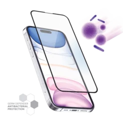 Protection D’écran Antibactérienne En Verre Trempé Ultra-résistant (100% De Surface Couverte) Pour Apple IPhone 14 Pro, Noir