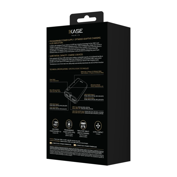 PowerHouse Dynamic Ultimate Flex+ 20 000 mAh (74Wh), Minuit Noir 11 PowerHouse Dynamic Ultimate Flex+ 20 000 mAh (74Wh), Minuit Noir – Image 9