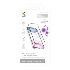 Protection D’écran Antibactérienne En Verre Trempé Ultra-résistant (100% De Surface Couverte) Pour Apple IPhone 13/ 13Pro/ 14, Noir -TheKase Elegant Boutique 162976 large