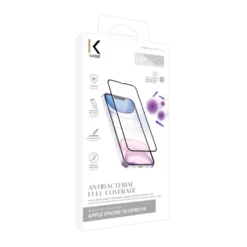 Protection D’écran Antibactérienne En Verre Trempé Ultra-résistant (100% De Surface Couverte) Pour Apple IPhone 13/ 13Pro/ 14, Noir -TheKase Elegant Boutique 162977 large