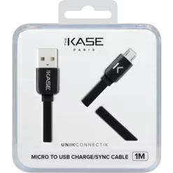 Cable Plat Vers Micro USB (1m) Pour Android, Noir De Jais -TheKase Elegant Boutique 91047 large