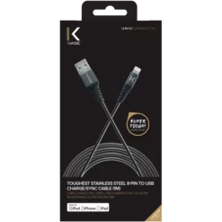 Câble Lightning® Certifié MFi Apple Vers USB Charge/sync En Acier Inoxydable Ultra Solide (1M), Gris Sidéral -TheKase Elegant Boutique 98338 large