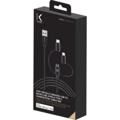 Câble USB Charge/sync 3-en-1 Vers Micro-USB, Lightning® Certifié MFi Apple & Type C Tressé Métallisé (1M) 11 Câble USB Charge/sync 3-en-1 Vers Micro-USB, Lightning® Certifié MFi Apple & Type C Tressé Métallisé (1M) -TheKase Elegant Boutique 98901 large