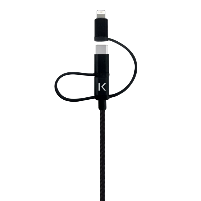 Câble USB Charge/sync 3-en-1 Vers Micro-USB, Lightning® Certifié MFi Apple & Type C Tressé Métallisé (1M) 4 Câble USB Charge/sync 3-en-1 Vers Micro-USB, Lightning® Certifié MFi Apple & Type C Tressé Métallisé (1M) – Image 2